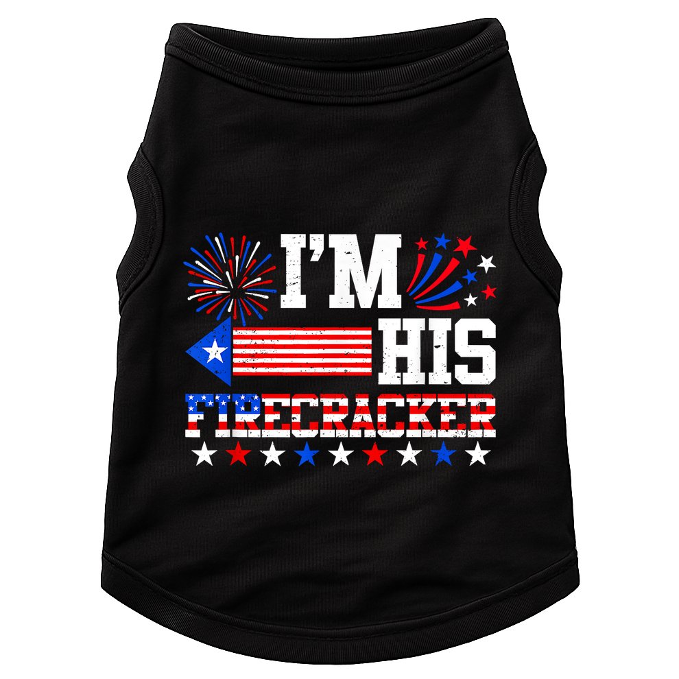 Im His Firecracker Funny 4th Of July Us Flag Couples Doggie Tank