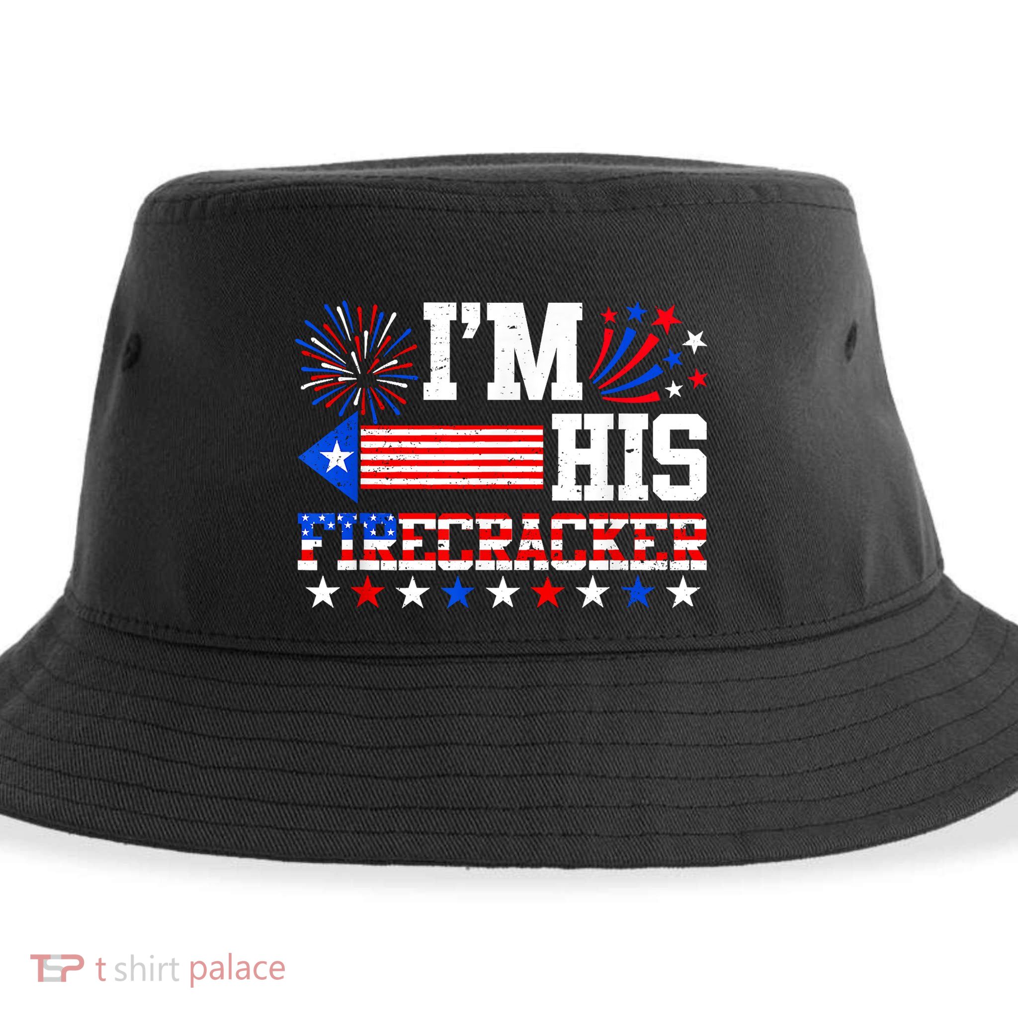 Im His Firecracker Funny 4th Of July Us Flag Couples Sustainable Bucket Hat