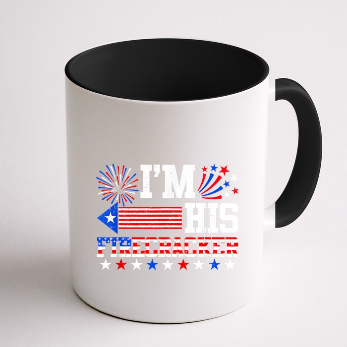 Im His Firecracker Funny 4th Of July Us Flag Couples Mug