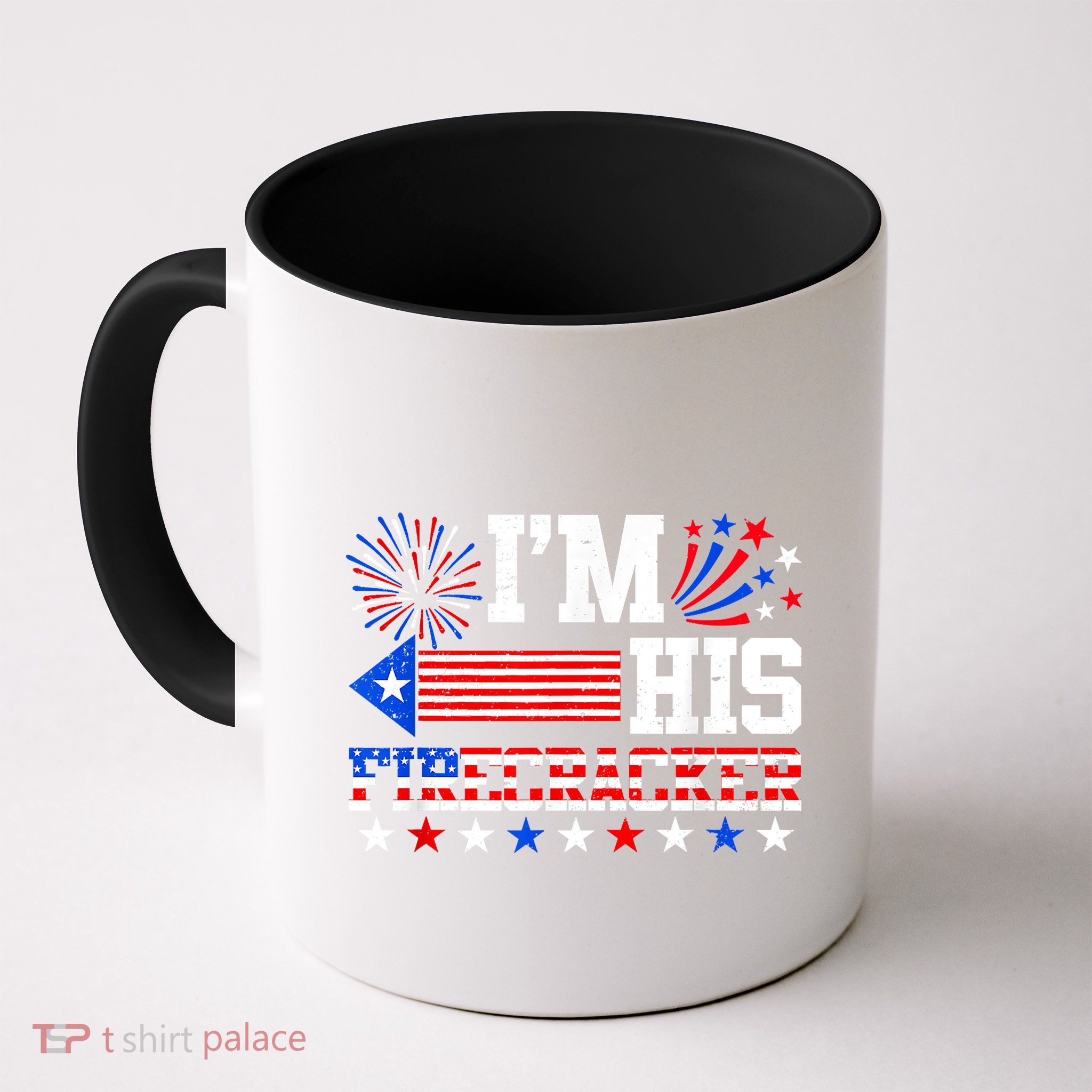 Im His Firecracker Funny 4th Of July Us Flag Couples Mug