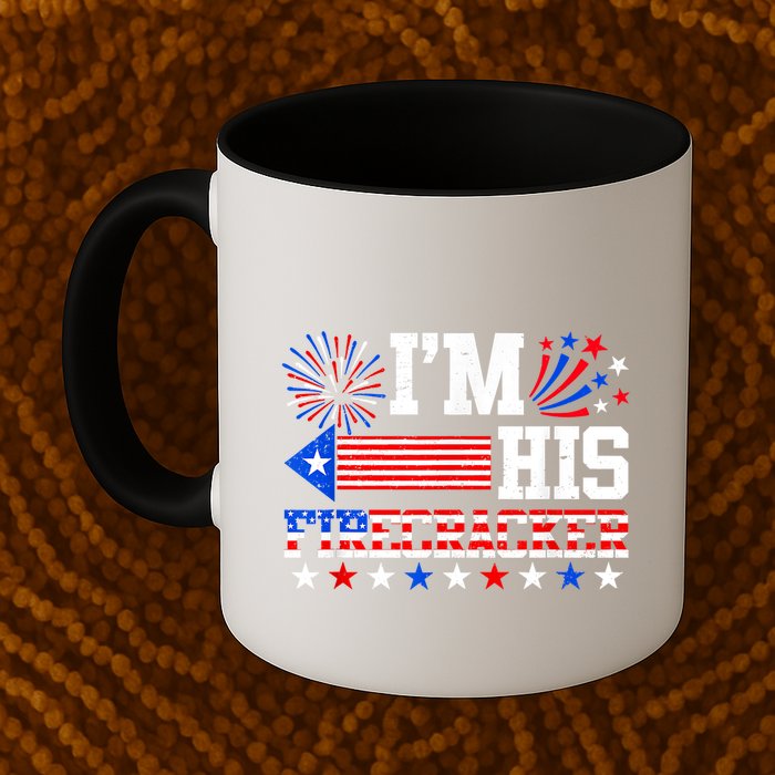 Im His Firecracker Funny 4th Of July Us Flag Couples Mug