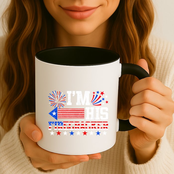Im His Firecracker Funny 4th Of July Us Flag Couples Mug
