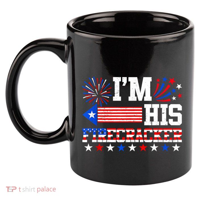 Im His Firecracker Funny 4th Of July Us Flag Couples 11oz C Handle Ceramic Mug