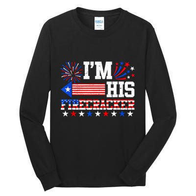 Im His Firecracker Funny 4th Of July Us Flag Couples Tall Long Sleeve T-Shirt
