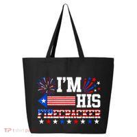 Im His Firecracker Funny 4th Of July Us Flag Couples 25L Jumbo Tote