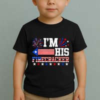 Im His Firecracker Funny 4th Of July Us Flag Couples Toddler T-Shirt
