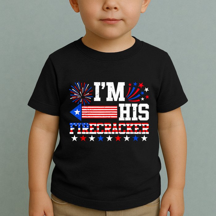 Im His Firecracker Funny 4th Of July Us Flag Couples Toddler T-Shirt