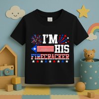 Im His Firecracker Funny 4th Of July Us Flag Couples Toddler T-Shirt