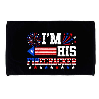 Im His Firecracker Funny 4th Of July Us Flag Couples Microfiber Hand Towel