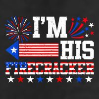 Im His Firecracker Funny 4th Of July Us Flag Couples Microfiber Hand Towel