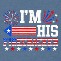 Im His Firecracker Funny 4th Of July Us Flag Couples Garment-Dyed Sweatshirt