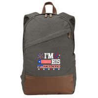 Im His Firecracker Funny 4th Of July Us Flag Couples Cotton Canvas Backpack