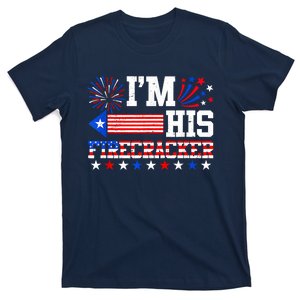 Im His Firecracker Funny 4th Of July Us Flag Couples T-Shirt