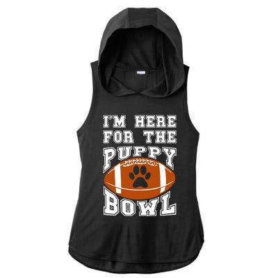 I'm Here For The Puppy Bowl Sunday Funny Puppies Dog Fan Ladies PosiCharge Tri-Blend Wicking Draft Hoodie Tank