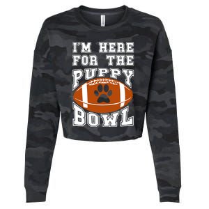 I'm Here For The Puppy Bowl Sunday Funny Puppies Dog Fan Cropped Pullover Crew