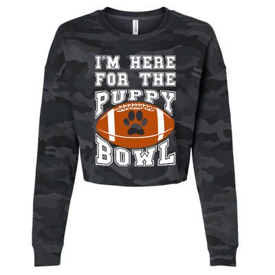 I'm Here For The Puppy Bowl Sunday Funny Puppies Dog Fan Cropped Pullover Crew