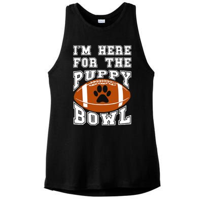 I'm Here For The Puppy Bowl Sunday Funny Puppies Dog Fan Ladies PosiCharge Tri-Blend Wicking Tank