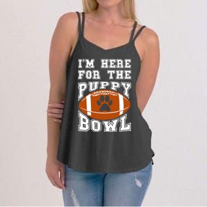 I'm Here For The Puppy Bowl Sunday Funny Puppies Dog Fan Women's Strappy Tank