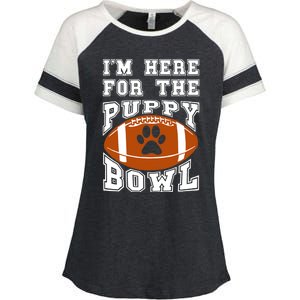 I'm Here For The Puppy Bowl Sunday Funny Puppies Dog Fan Enza Ladies Jersey Colorblock Tee