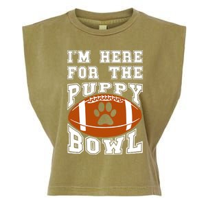 I'm Here For The Puppy Bowl Sunday Funny Puppies Dog Fan Garment-Dyed Women's Muscle Tee