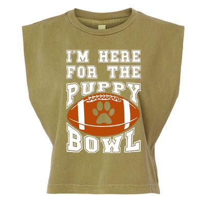 I'm Here For The Puppy Bowl Sunday Funny Puppies Dog Fan Garment-Dyed Women's Muscle Tee