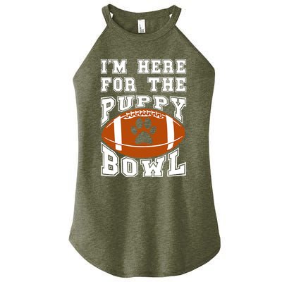 I'm Here For The Puppy Bowl Sunday Funny Puppies Dog Fan Women's Perfect Tri Rocker Tank