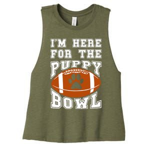 I'm Here For The Puppy Bowl Sunday Funny Puppies Dog Fan Women's Racerback Cropped Tank