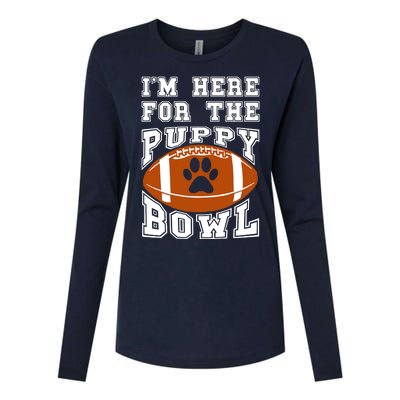 I'm Here For The Puppy Bowl Sunday Funny Puppies Dog Fan Womens Cotton Relaxed Long Sleeve T-Shirt