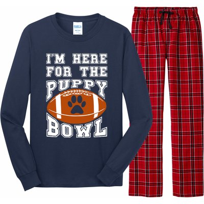 I'm Here For The Puppy Bowl Sunday Funny Puppies Dog Fan Long Sleeve Pajama Set