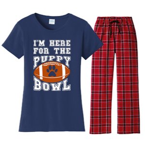 I'm Here For The Puppy Bowl Sunday Funny Puppies Dog Fan Women's Flannel Pajama Set