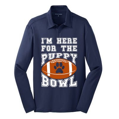 I'm Here For The Puppy Bowl Sunday Funny Puppies Dog Fan Silk Touch Performance Long Sleeve Polo