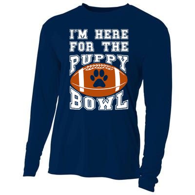 I'm Here For The Puppy Bowl Sunday Funny Puppies Dog Fan Cooling Performance Long Sleeve Crew