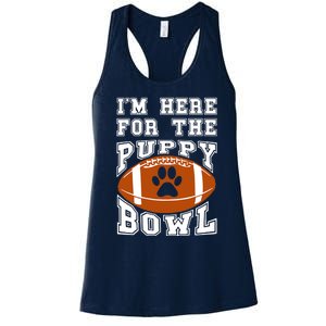 I'm Here For The Puppy Bowl Sunday Funny Puppies Dog Fan Women's Racerback Tank