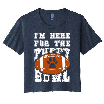 I'm Here For The Puppy Bowl Sunday Funny Puppies Dog Fan Women's Crop Top Tee