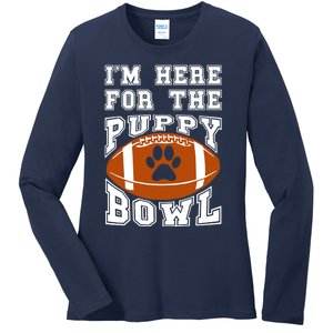 I'm Here For The Puppy Bowl Sunday Funny Puppies Dog Fan Ladies Long Sleeve Shirt