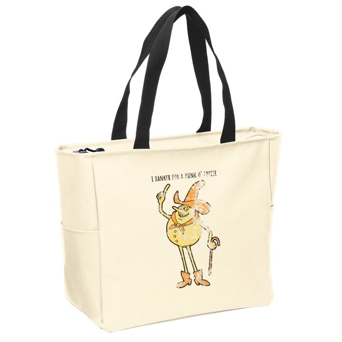 I Hanker For A Hunk O Cheese Authentic Distressed Zip Tote Bag