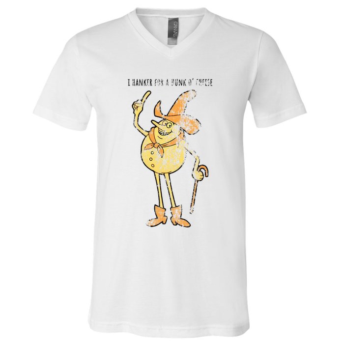 I Hanker For A Hunk O Cheese Authentic Distressed V-Neck T-Shirt
