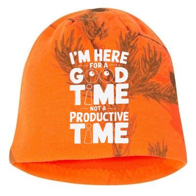 IM Here For A Good Time Not A Productive Fun Quote Kati - Camo Knit Beanie