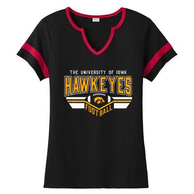 I.O.W.A. Hawkeyes Football Turf Black Ladies Halftime Notch Neck Tee