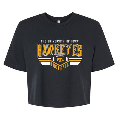 I.O.W.A. Hawkeyes Football Turf Black Bella+Canvas Jersey Crop Tee