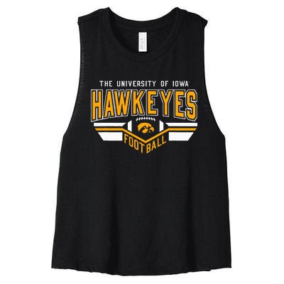 I.O.W.A. Hawkeyes Football Turf Black Women's Racerback Cropped Tank