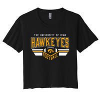 I.O.W.A. Hawkeyes Football Turf Black Women's Crop Top Tee