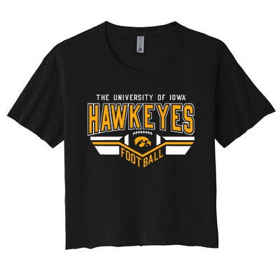 I.O.W.A. Hawkeyes Football Turf Black Women's Crop Top Tee