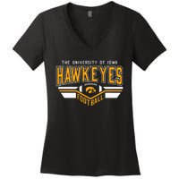 I.O.W.A. Hawkeyes Football Turf Black Women's V-Neck T-Shirt