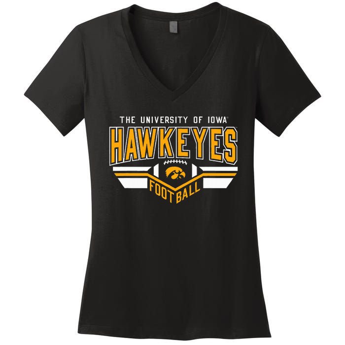 I.O.W.A. Hawkeyes Football Turf Black Women's V-Neck T-Shirt