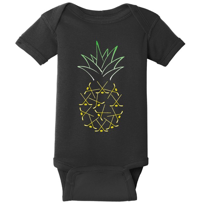 Ice Hockey Funny Hawaii Summer Aloha Pineapple Baby Bodysuit