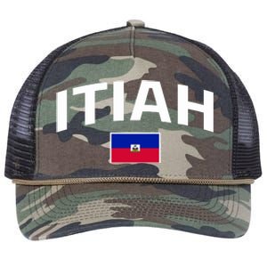 Itiah Haiti Flag Retro Rope Trucker Hat Cap