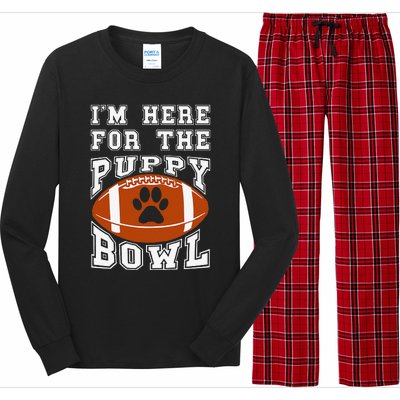 Im Here For The Puppy Bowl Sunday Funny Puppies Dog Fan Long Sleeve Pajama Set