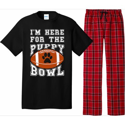 Im Here For The Puppy Bowl Sunday Funny Puppies Dog Fan Pajama Set