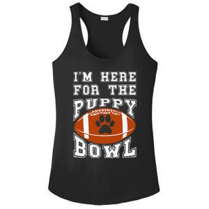 Im Here For The Puppy Bowl Sunday Funny Puppies Dog Fan Ladies PosiCharge Competitor Racerback Tank